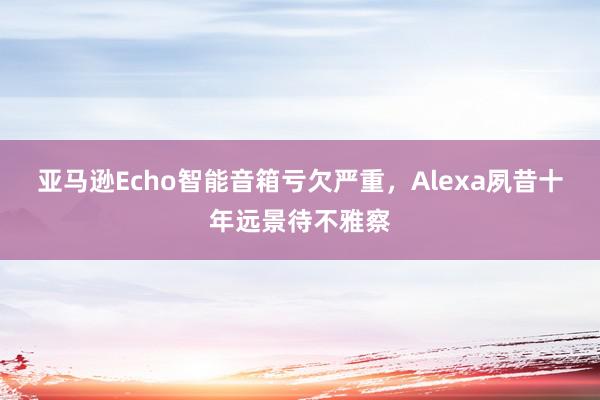 亚马逊Echo智能音箱亏欠严重，Alexa夙昔十年远景待不雅察