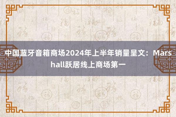 中国蓝牙音箱商场2024年上半年销量呈文：Marshall跃居线上商场第一