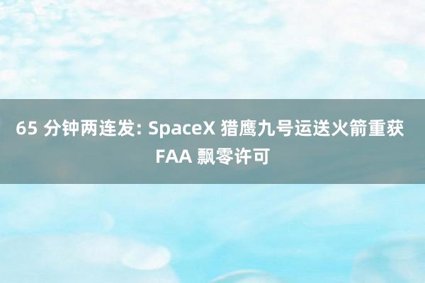 65 分钟两连发: SpaceX 猎鹰九号运送火箭重获 FAA 飘零许可