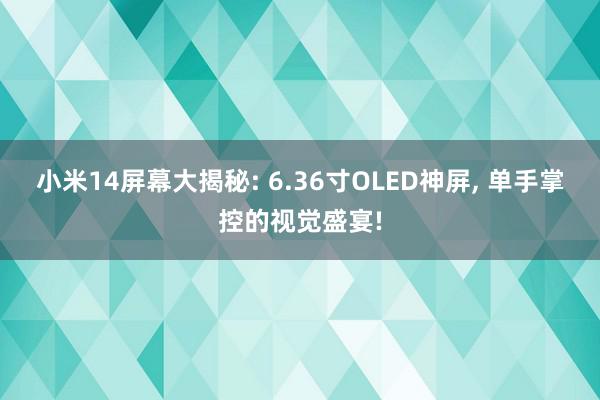 小米14屏幕大揭秘: 6.36寸OLED神屏, 单手掌控的视觉盛宴!