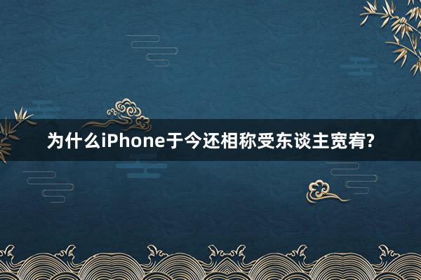 为什么iPhone于今还相称受东谈主宽宥?