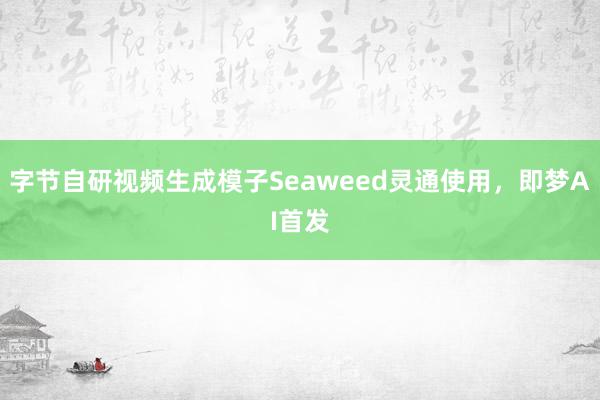 字节自研视频生成模子Seaweed灵通使用，即梦AI首发