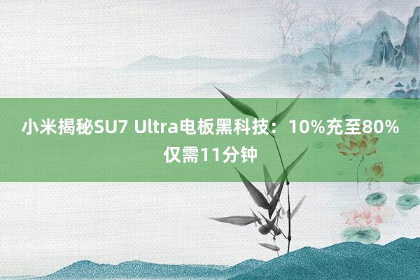 小米揭秘SU7 Ultra电板黑科技：10%充至80%仅需11分钟